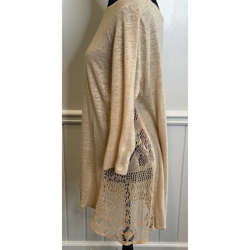 Tyler Boe Linen Top L Khaki Lagenlook Coastal Chic Boho Resort Minimalist - Picture 3 of 14
